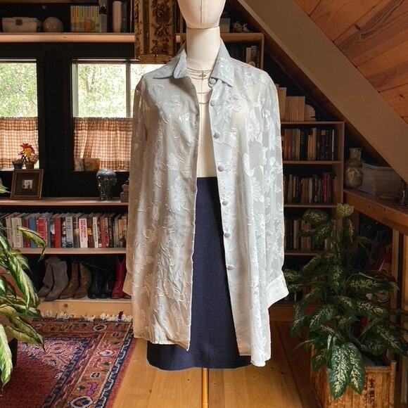 Vintage Tops - Sheer Long Sleeve Shirt Vintage Green